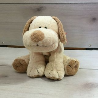 A106 Ty Pluffies Cream Tan Plopper Puppy Dog Plush 10 " Stuffed Toy Lovey