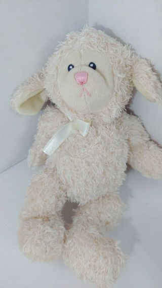 Baby Gund Fluffles Cream Lamb Plush Sheep 10 " W/ Bow 5843 Shaggy Furry Floppy
