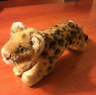 Vintage Steiff Stuffed Leopard Made In Germany Chest Tag Glass Eyes