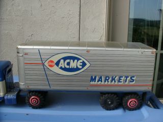 Vintage Marx Lumar ACME MARKETS Semi Tractor Trailer Truck w/ Box 5