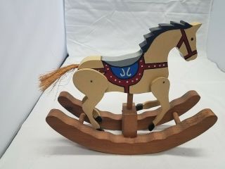 2 Handmade wooden rocking horses,  Large Handpainted w/Moving legs,  sm Handcarved 3