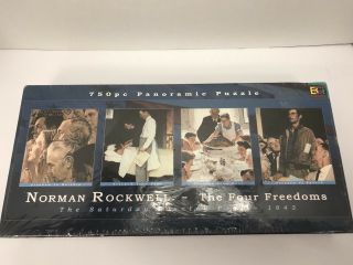 Norman Rockwell Puzzle 750 Pc The 4 Freedoms Saturday Evening Post Panoramic