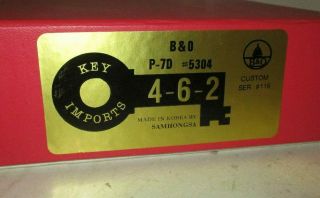 KEY IMPORTS ' HO ' 5304 B&O BALTIMORE & OHIO 4 - 6 - 2 P - 7D LOCOMOTIVE W/ TENDER 9