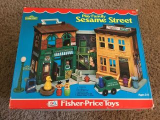 Play Family Sesame Street Fisher Price 1975 Children Television Workshop Box