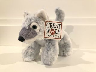 Great Wolf Lodge Howling Sounds Grey & White Soft Wolf Plush Petting Zoo 8”