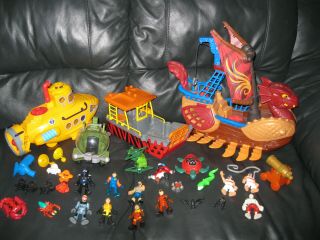 Fisher Price Imaginext Safari Boat Pirate Ship And Submarine With Accessories