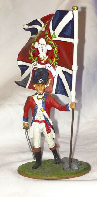 American Revolutionary War British Grenadier Officer With Sword And Flag