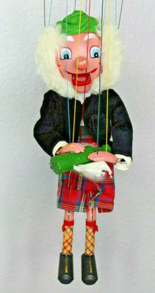 Vintage Pelham Puppets Scottish Mac Boozle Marionette Wood Toy Made In England