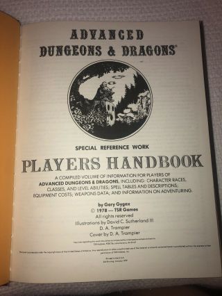 Advanced Dungeons & Dragons Players Handbook 1978 FIRST Edition (3rd Pr) 2