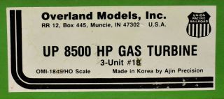Overland 1849 - Ho Brass - Up 8500 Hp Gas Turbine Road 9