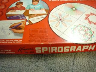 Vintage 1967 Kenner ' s SPIROGRAPH Set No.  401 With Pins Pens Board Box 5