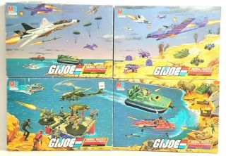 4 Vtg 1985 Gi Joe Battles Cobra Command Mural 221 Piece Puzzle Battle 1 2 3 & 4