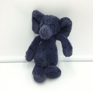 Jellycat Navy Blue Elephant Plush Bashful Soft Toy Stuffed 8 "