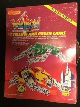 Vintage 1984 Matchbox Voltron Yellow And Green Lion Robots Golion