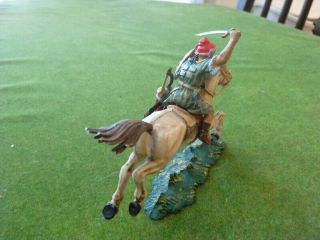 Elastolin 70mm Scale? Painted Hard Plastic Mongol/tartar,  On Rearing Horse 3