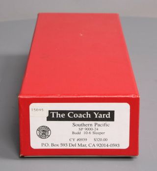 The Coach Yard HO BRASS Southern Pacific Budd 10 - 6 Sleeper Car EX/Box 12