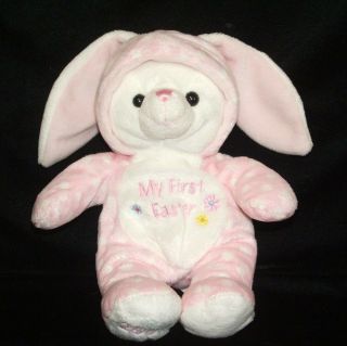 Walmart Pink My First Easter Bunny Rabbit Polka Dot Plush 2008 Hoodie 9 "