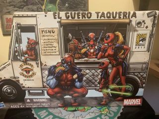 Sdcc 2013 Exclusive Marvel Universe 3.  75 " Deadpool Corps Taco Truck Figure Set