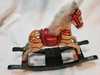 Wood Rocking Horse Toy Decor Doll Christmas Collectible 2
