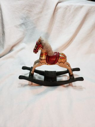 Wood Rocking Horse Toy Decor Doll Christmas Collectible 3