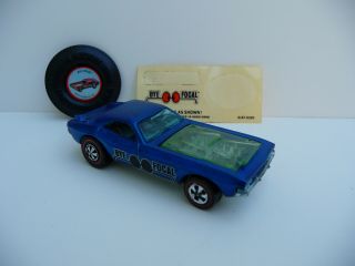 1970 Hot Wheels Redline Bye Focal Blue W/ Button And Sticker