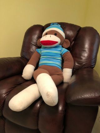 48” Dandee Sock Monkey Plush Large Giant Oversize Boy Stuffed Animal