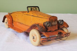 Kingsbury Toys Wind - Up CADILLAC ROADSTER CAR w/ HEADLIGHTS 30 ' s V RARE 4