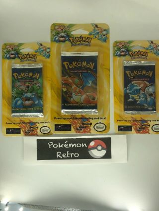 Pokemon Base Set Blister Pack Bundle; Charizard,  Venusaur,  Blastoise Art