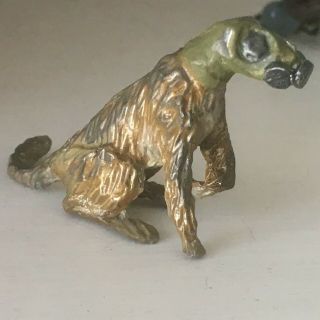 Rare Vintage Ww1 Toy Cold Painted Spelter Or Lead Soldier Dog With Gas Mask