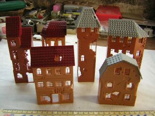 6 X Matchbox WW2 (D - Day) European abandoned / Ruined Town Houses Scale 1:76 20mm 2