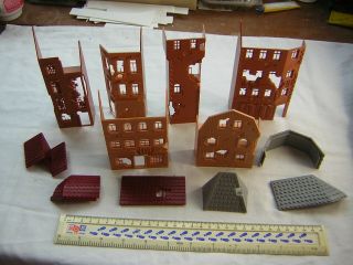 6 X Matchbox WW2 (D - Day) European abandoned / Ruined Town Houses Scale 1:76 20mm 3