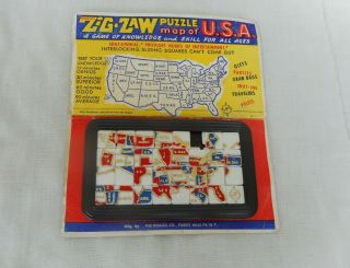 Vintage Roalex Zig - Zaw Sliding Puzzle Usa Map Nos Poor Card 1966 165