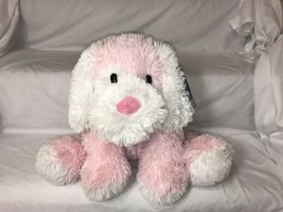 Toys R Us Animal Alley Dog Plush Stuffed Animal Floppy Pink White Shaggy 20”