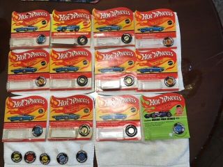 Hot Wheels Empty Redline Blister Packs (12) With Buttons,  5 Buttons