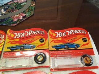 Hot Wheels Empty Redline blister packs (12) with buttons,  5 buttons 4