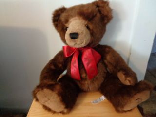 Fao Schwarz Toysrus Toys R Us Large Sitting Brown Bear Red Bow Soft Plush Figure