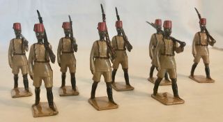 Interesting Set Of Eight Antique English Lead Figures - King;s African Rifles