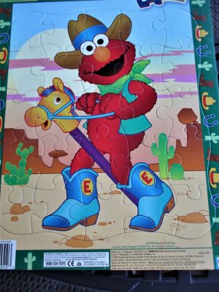 2000 Mattel/sesame Street 25 Piece Frame Tray Puzzle - Elmo As Cowboy - Complete