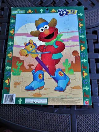 2000 Mattel/Sesame Street 25 Piece Frame Tray Puzzle - Elmo as Cowboy - Complete 2