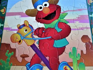 2000 Mattel/Sesame Street 25 Piece Frame Tray Puzzle - Elmo as Cowboy - Complete 5