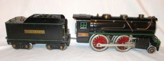1930 - 1932 Lionel 384e Locomotive & Tender.  Green Stripe Std.  Gauge Train