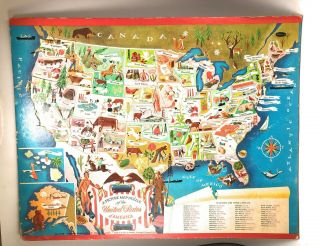 Vintage 1968 Whitman A Picture Map Puzzle Of The United States Of America 4519