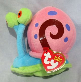 Gary The Snail - 5 " Ty Beanie Babies - With Tags (spongebob Family)