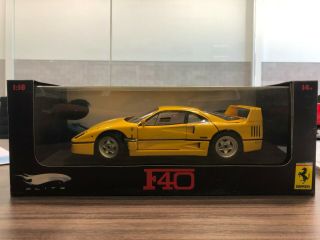 Ferrari F40 Yellow By Hot Wheels Elite Edition 1:18 In Slightly Box