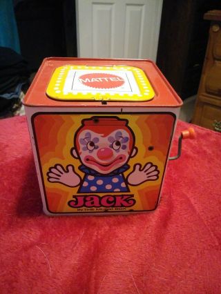 Mattel Vintage 1971 Jack In The Box Wind Up Music Box.