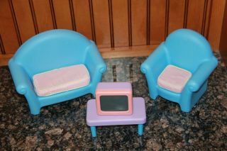 Little Tikes My Size Barbie Dollhouse Furniture Couch Chair Table Cushions