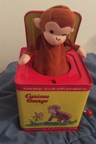 Vintage Curious George Musical Jack In The Box By Schylling Boa