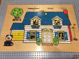 Vintage Fisher Price House 513 12 Pc Wooden Puzzle