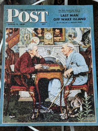 Vintage The Checkers Game Jigsaw Puzzle Norman Rockwell April Fools Hallmark