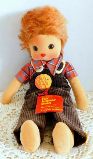 1980 Steiff Charly Boy Doll Germany 7876/28 Button & Tags Attached